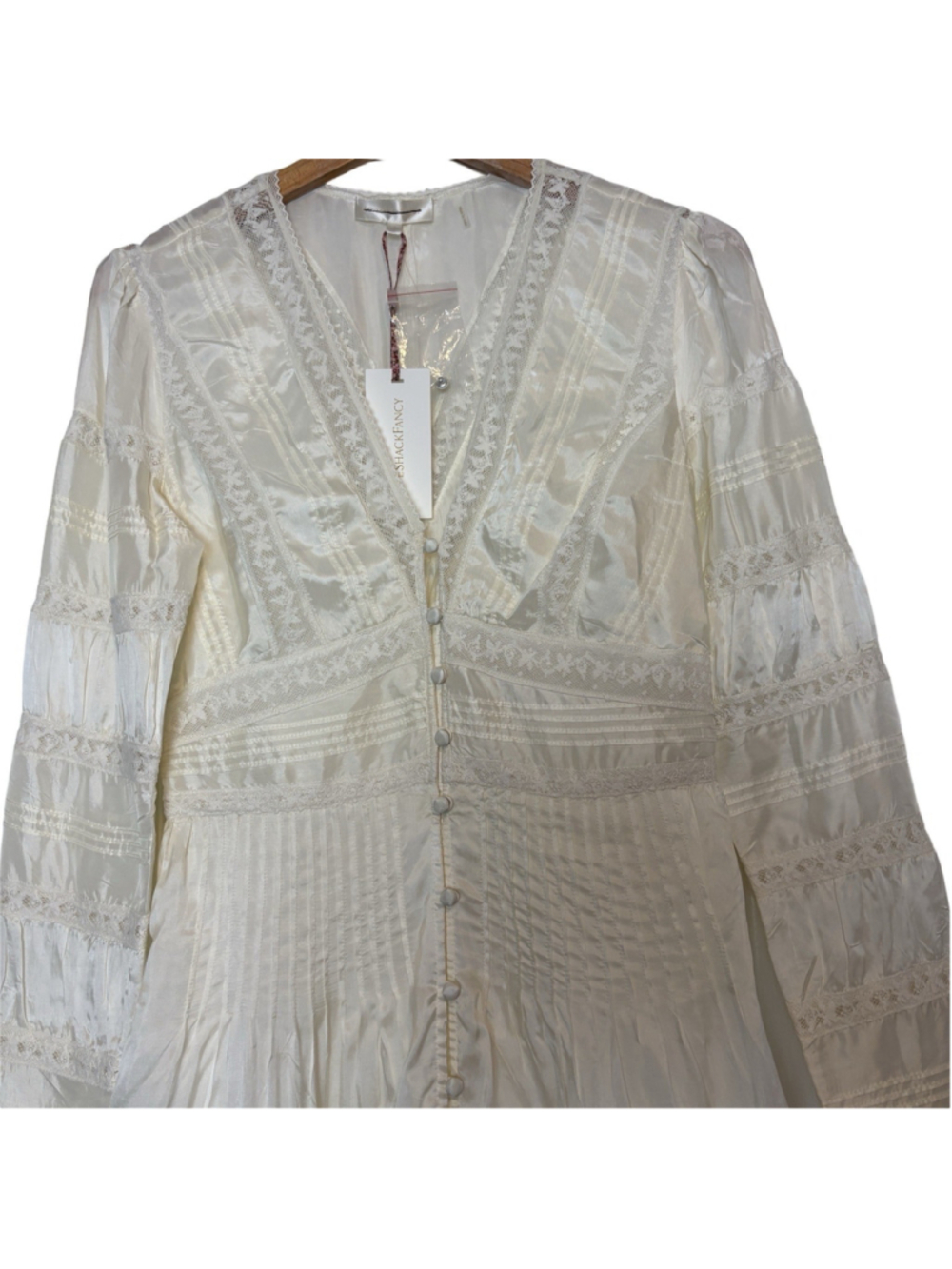 LoveShackFancy Ellitia Maxi Dress Victorian Lace Button Front Ivory NWT Size 4 - Picture 10 of 15